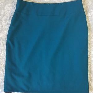 Turquoise pencil skirt, knee length, size 16